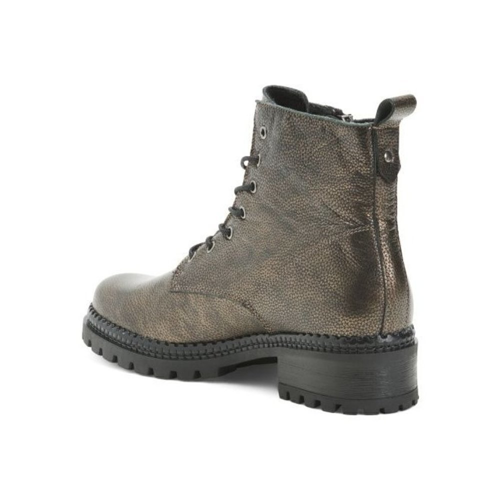 Metallic Leather Combat Boots Black Women Size EU 36 US 6 - Picture 3 of 16